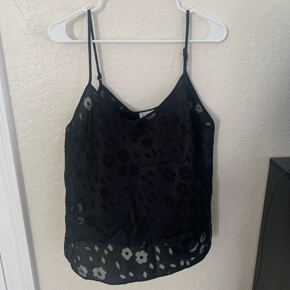 Vintage Sheer Spaghetti Strap Blouse, Floral Print